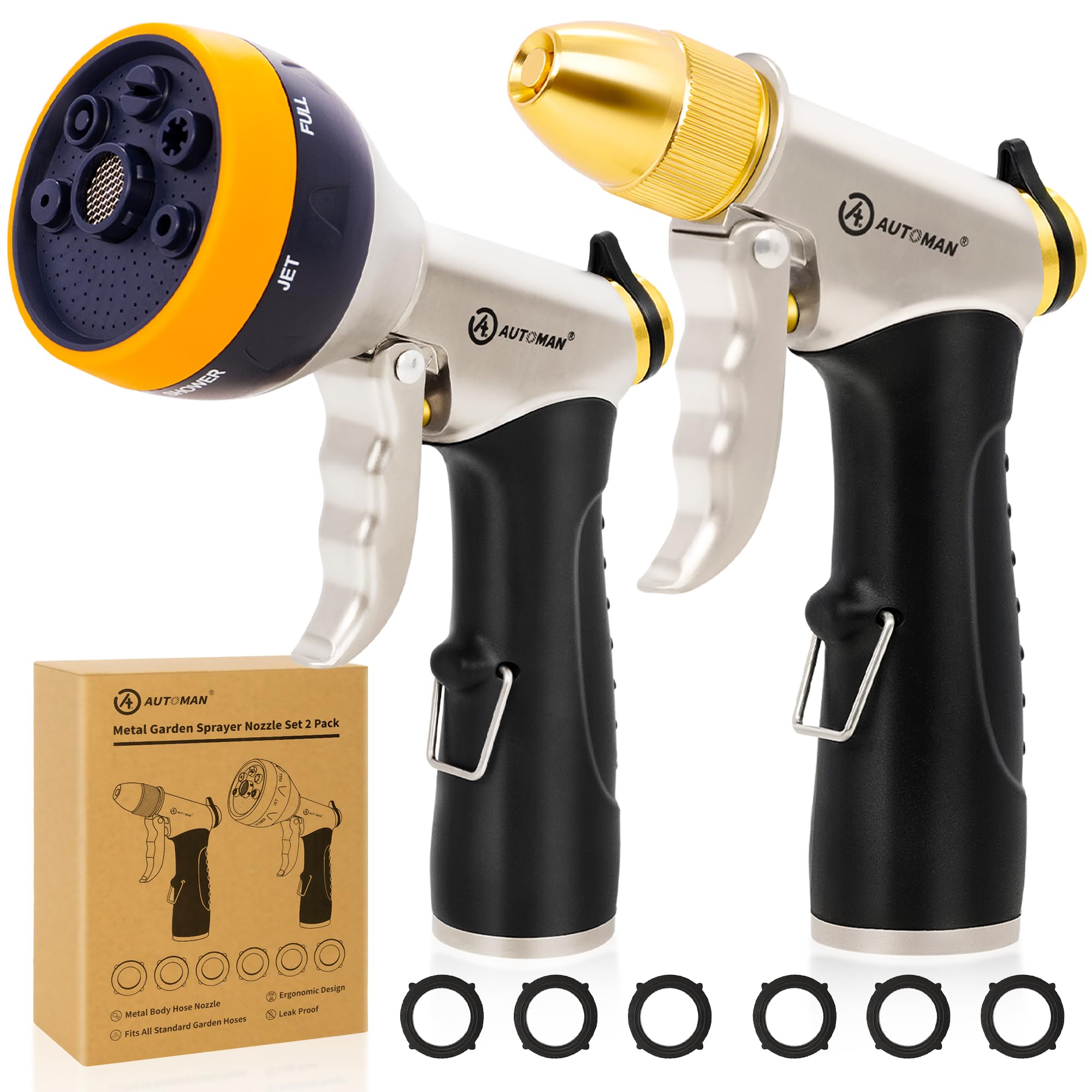 AUTOMAN garden nozzle 7-pattern spray for versatile plant watering and gentle irrigation