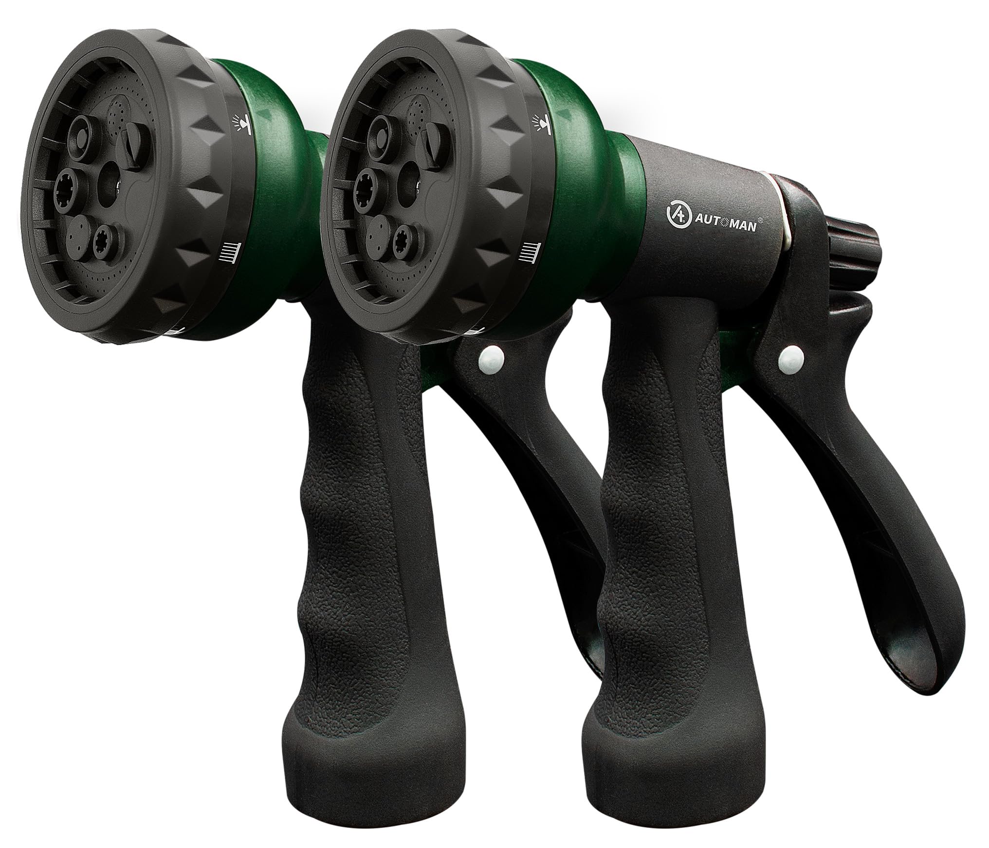 AUTOMAN garden nozzle with seven patterns for versatile watering tasks.