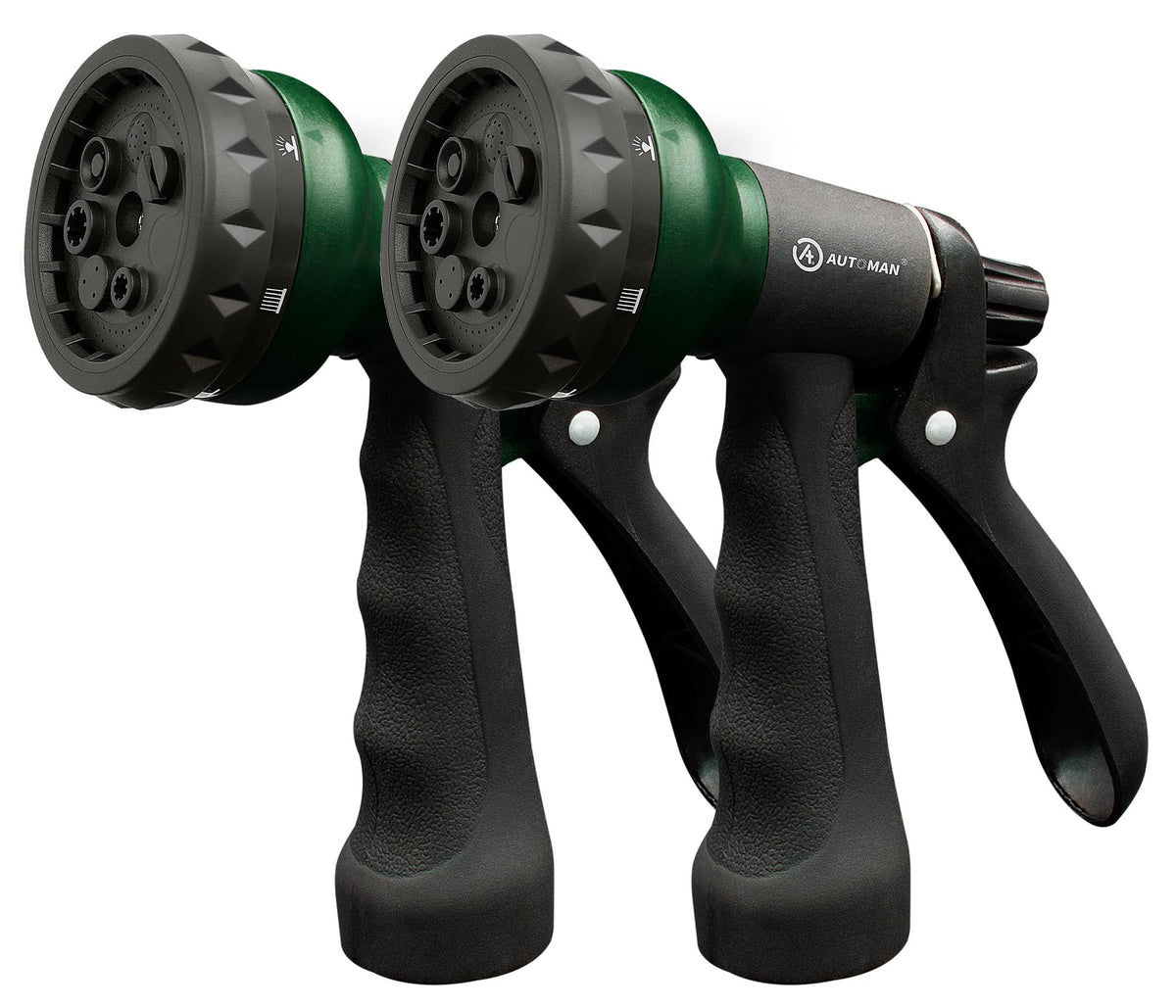 AUTOMAN garden nozzle with seven patterns for versatile watering tasks.