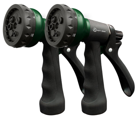 AUTOMAN garden nozzle with seven patterns for versatile watering tasks.