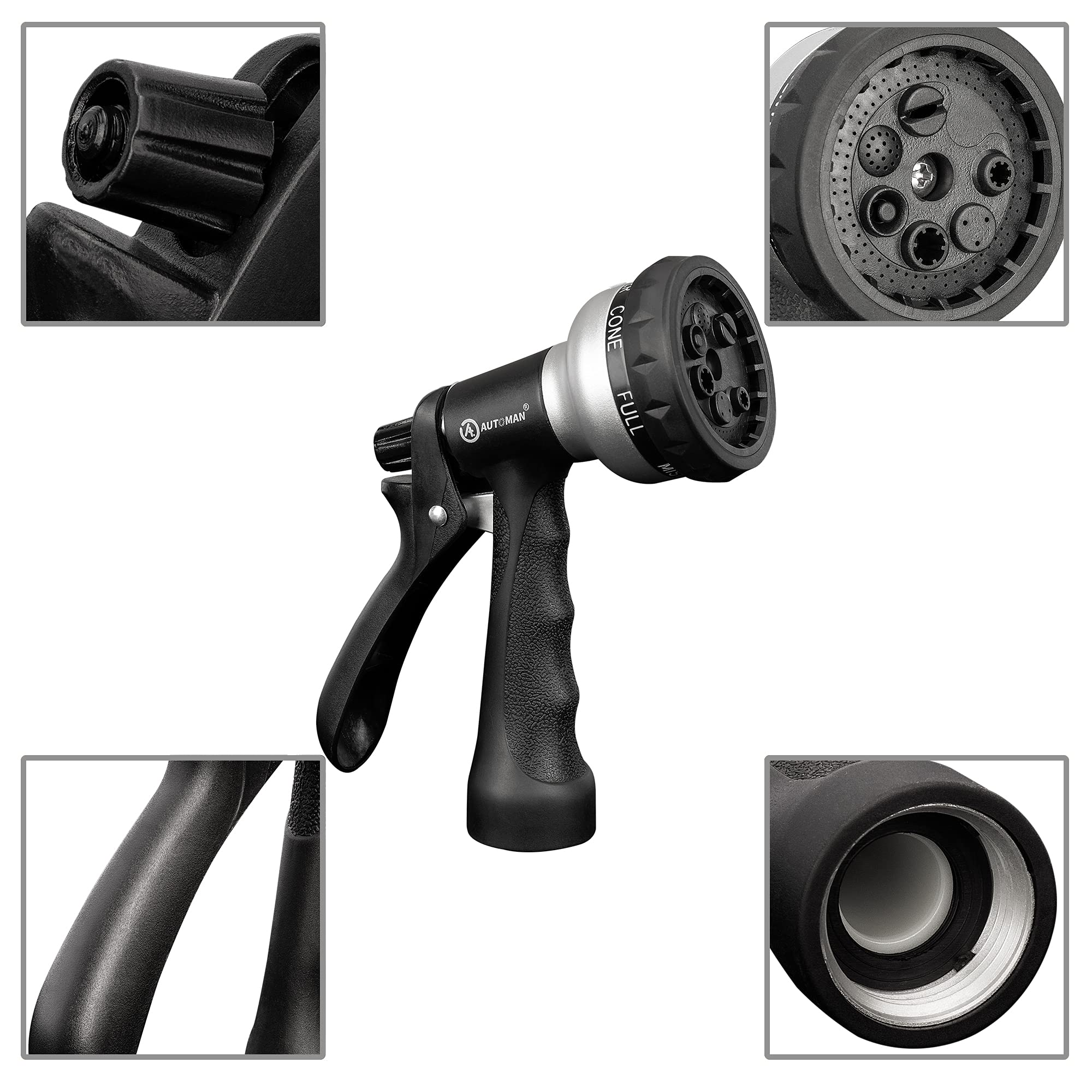 AUTOMAN hose nozzle fits standard 3/4 inch hoses for quick compatibility