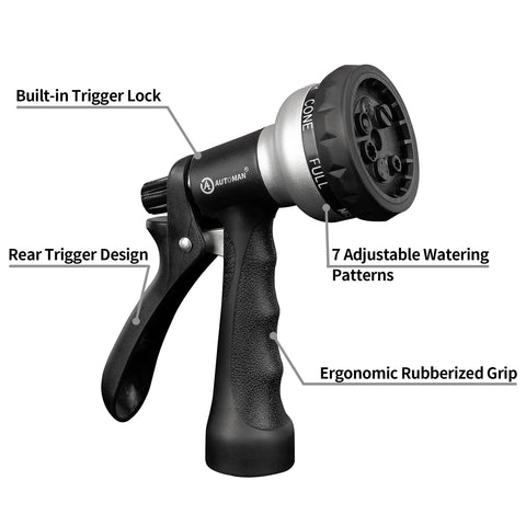 AUTOMAN hose nozzle with slip-resistant grip for comfortable long use