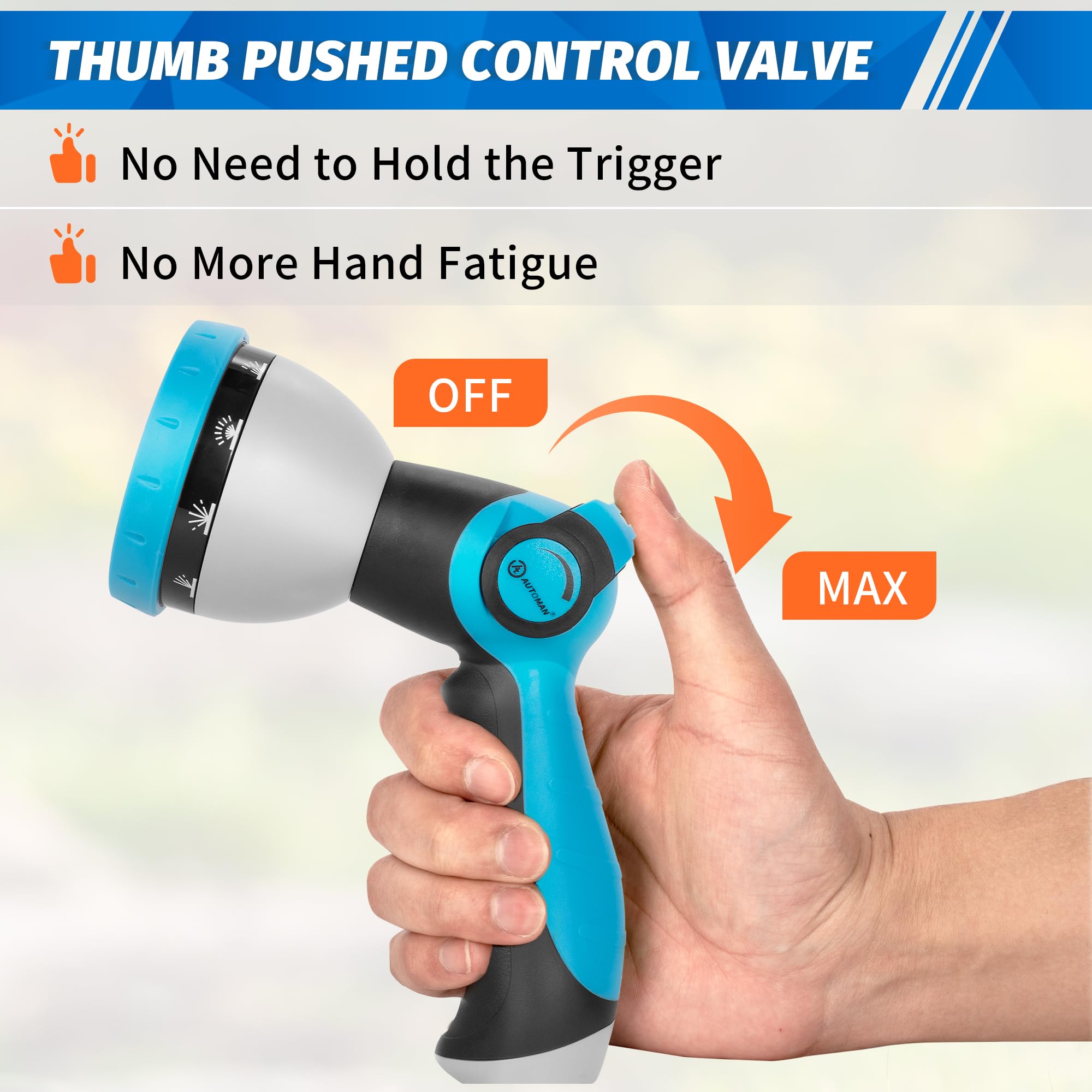 AUTOMAN Leak-Free Seal ensures tight connection for efficient watering.
