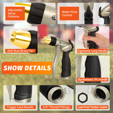 AUTOMAN leak-proof nozzle with gasket fits standard hoses securely.