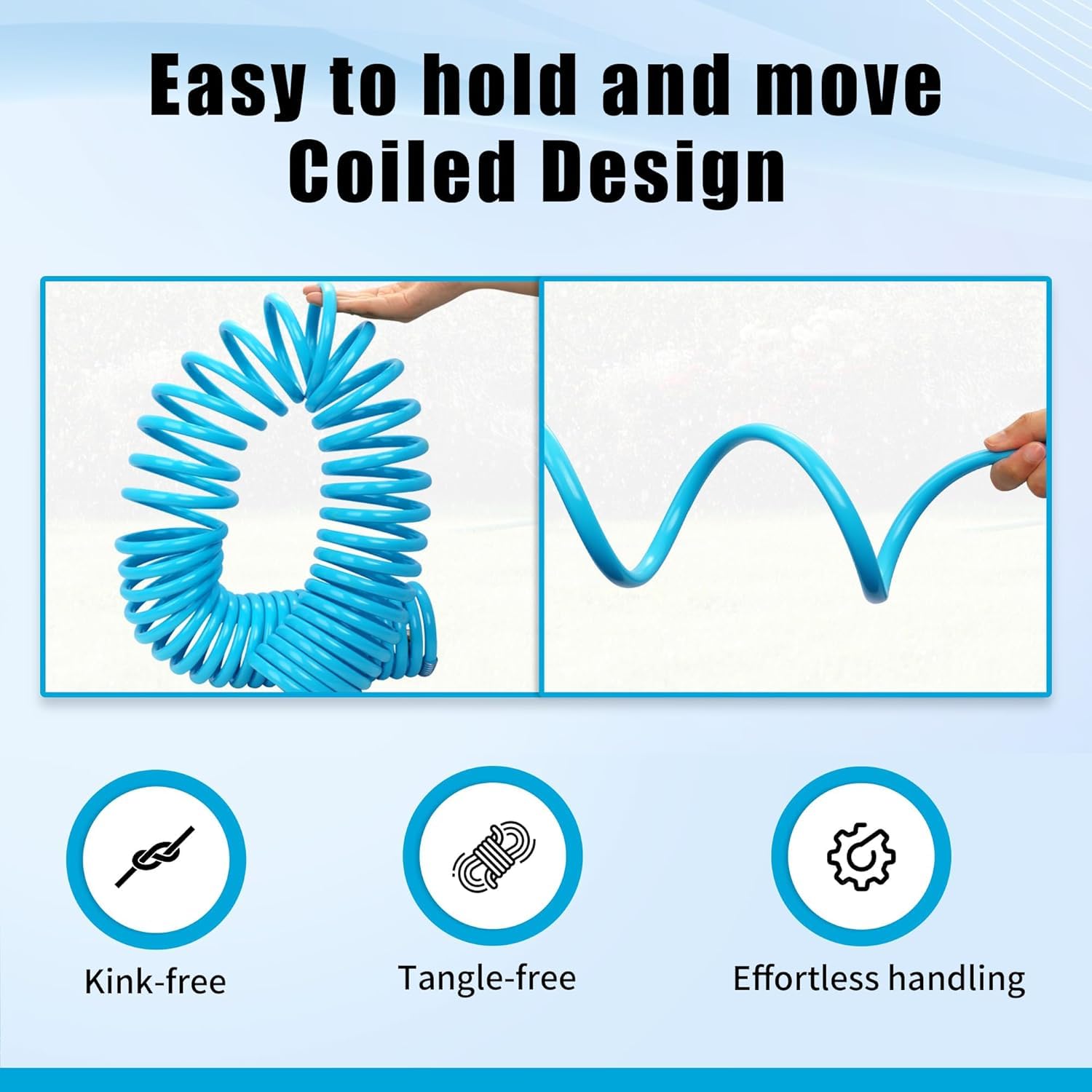 AUTOMAN lightweight hose in hand supports easy maneuvering during chores.