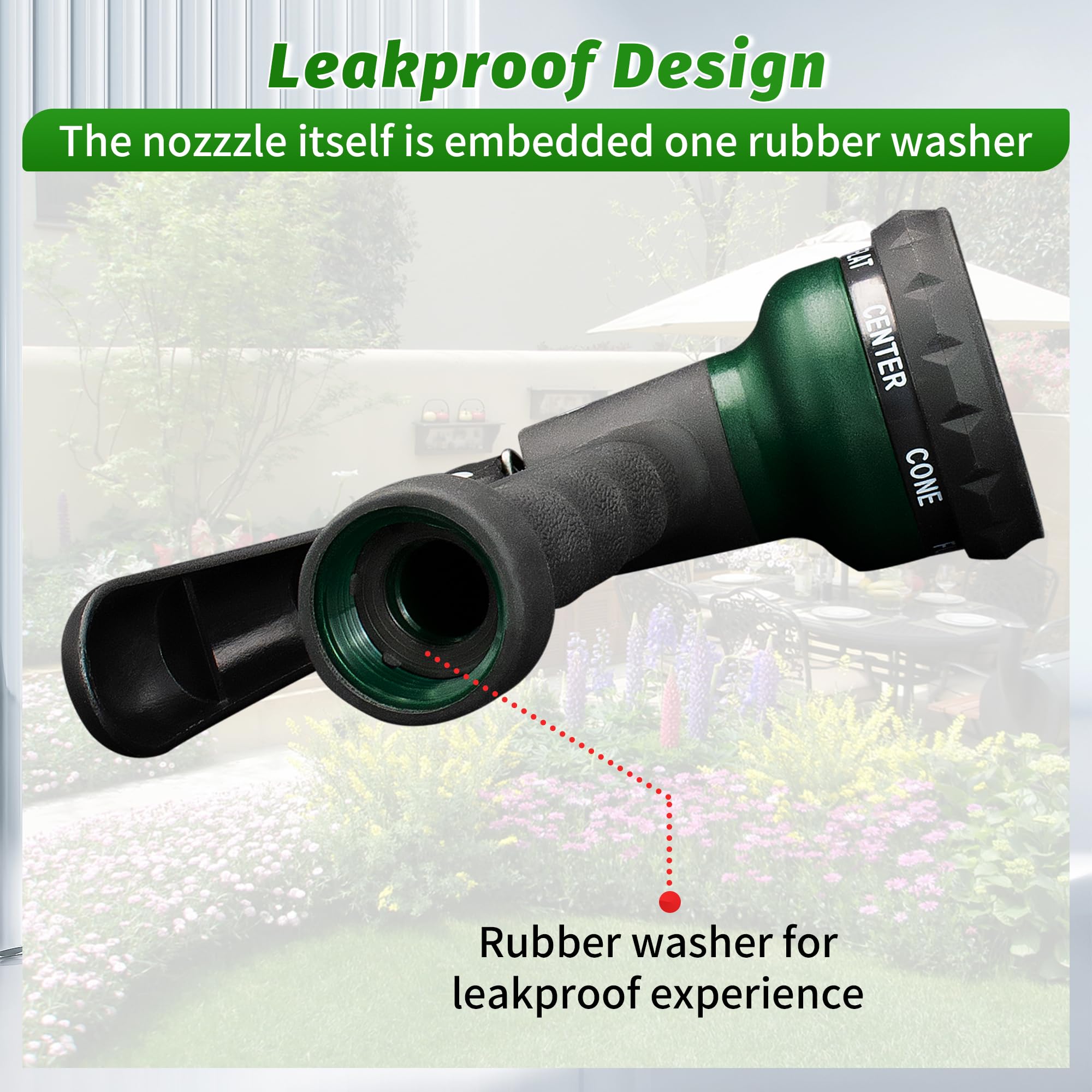 AUTOMAN jet and soft shower settings handle dirt and delicate plants.