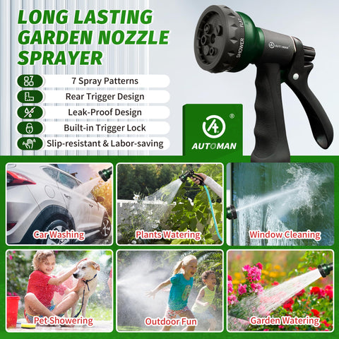 AUTOMAN nozzle used for pet washing and outdoor cleaning routines.