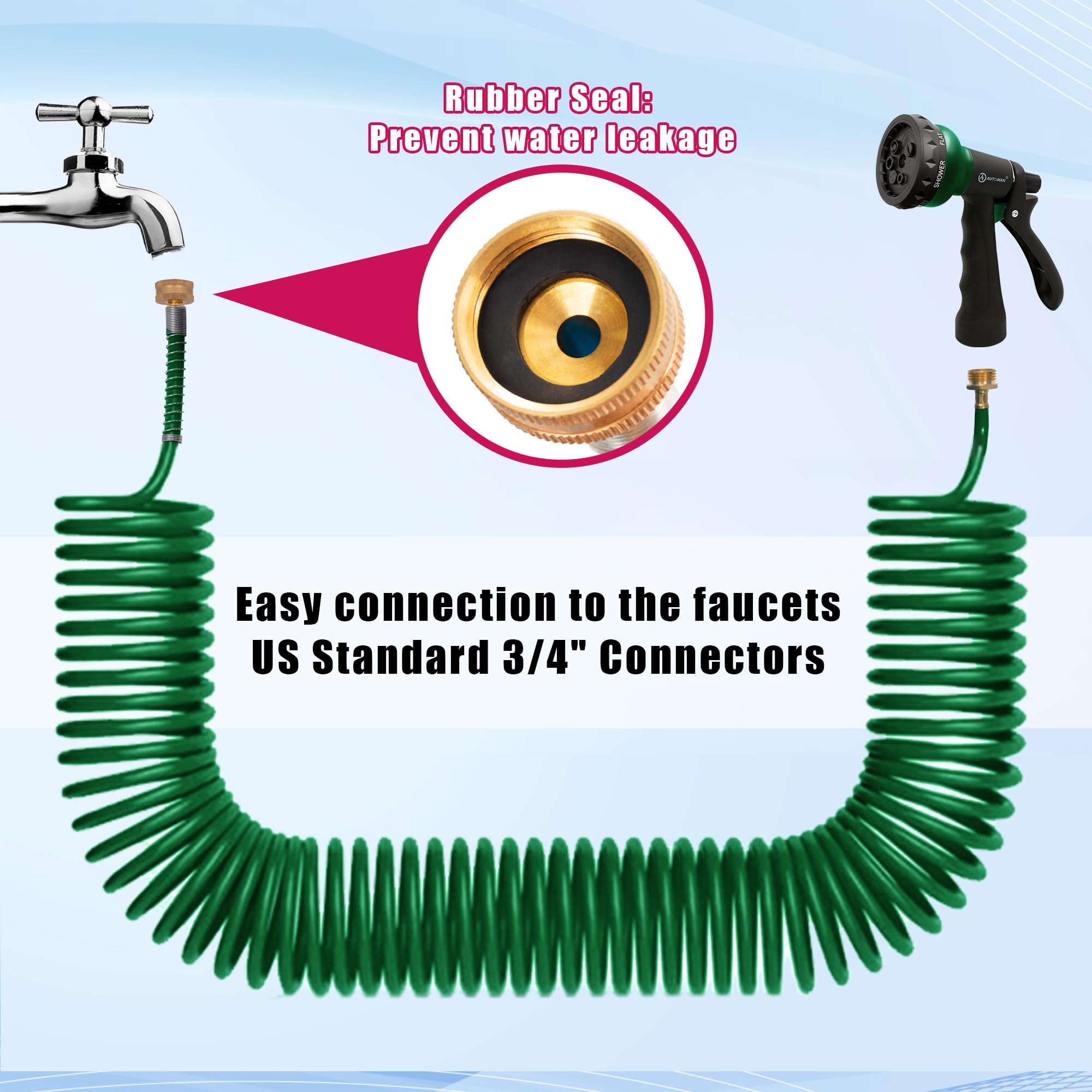 AUTOMAN retractable coil hose staying tangle-free when stored
