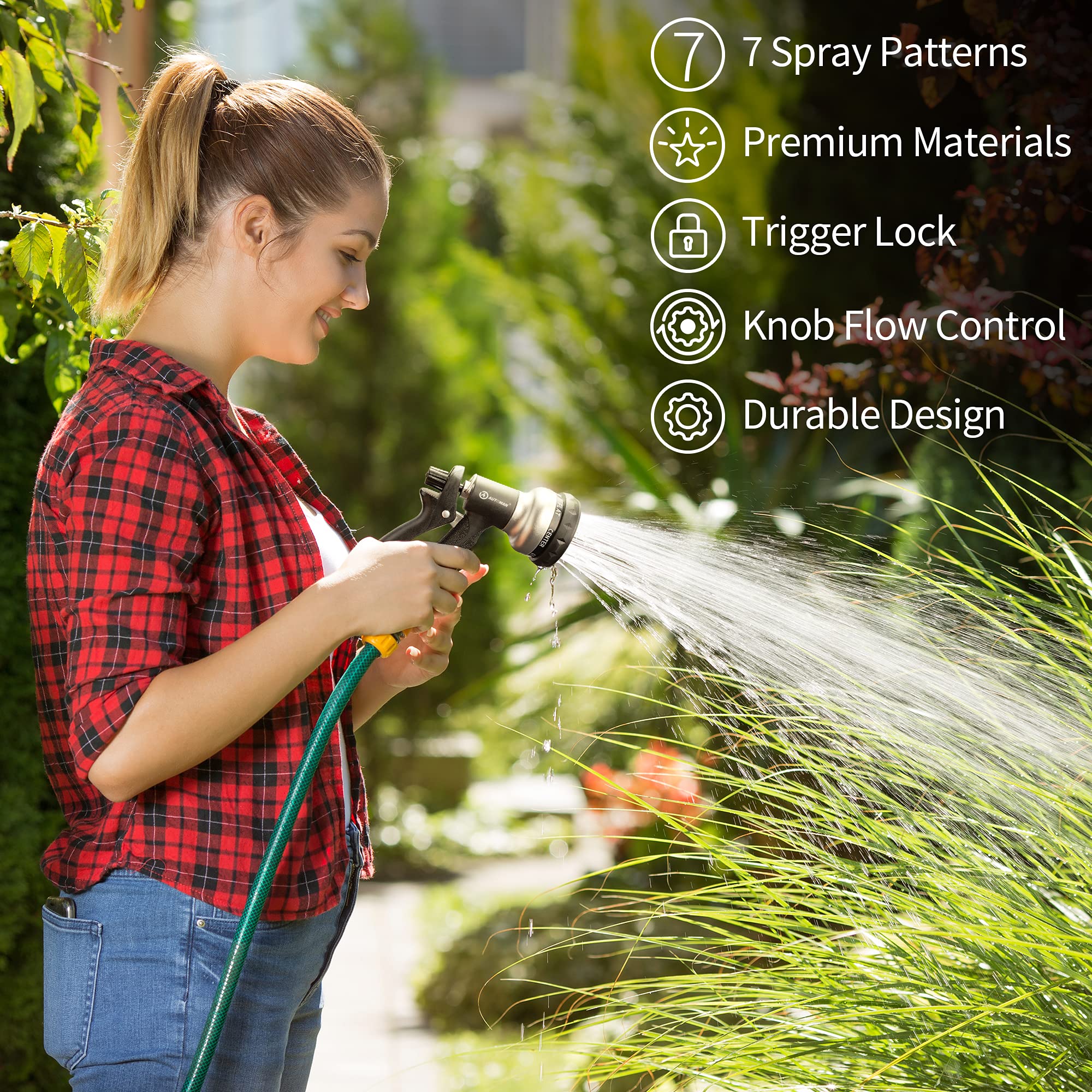 AUTOMAN silver finish hose nozzle adds durable style to any garden setup