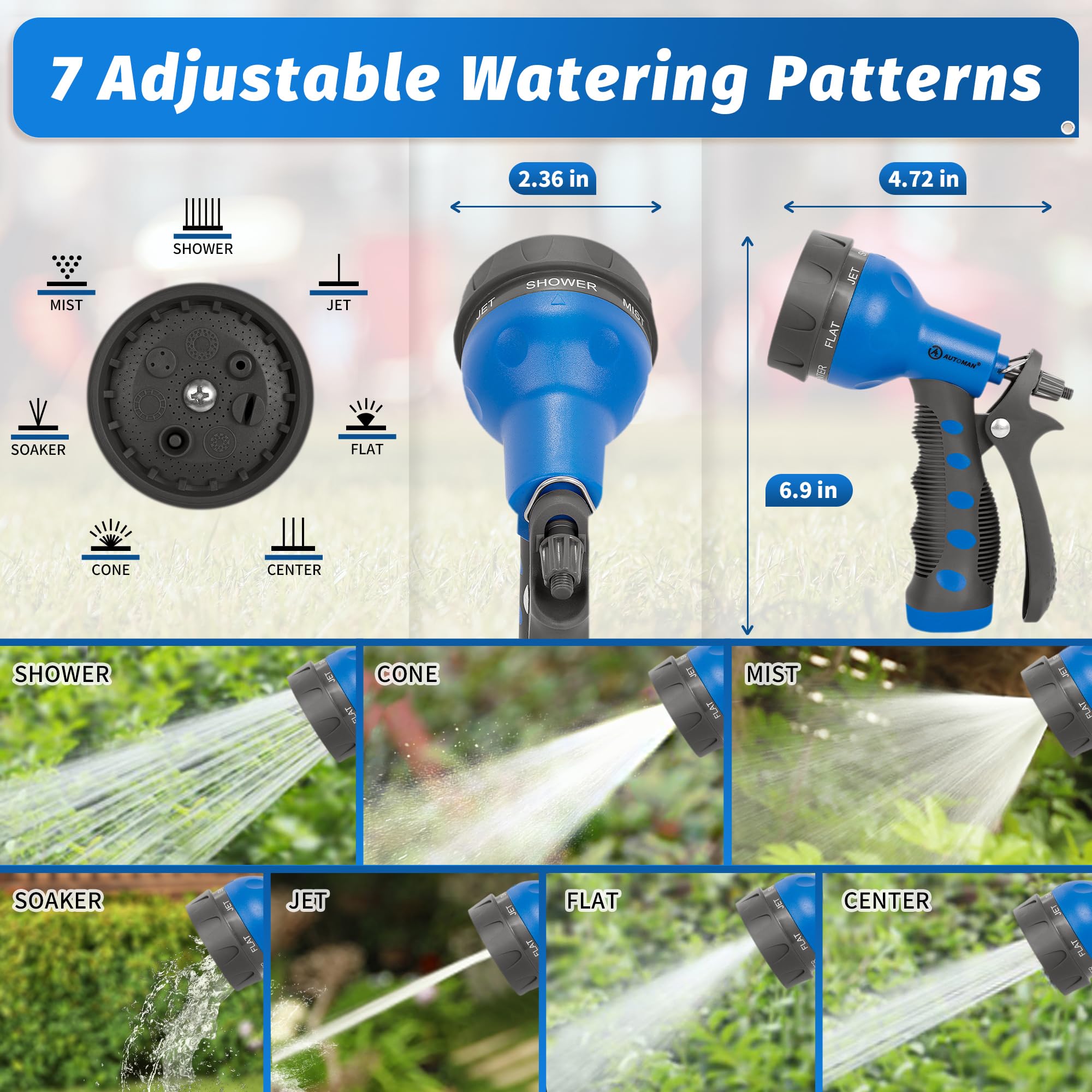 AUTOMAN spray nozzle featuring an ergonomic grip for comfortable use.