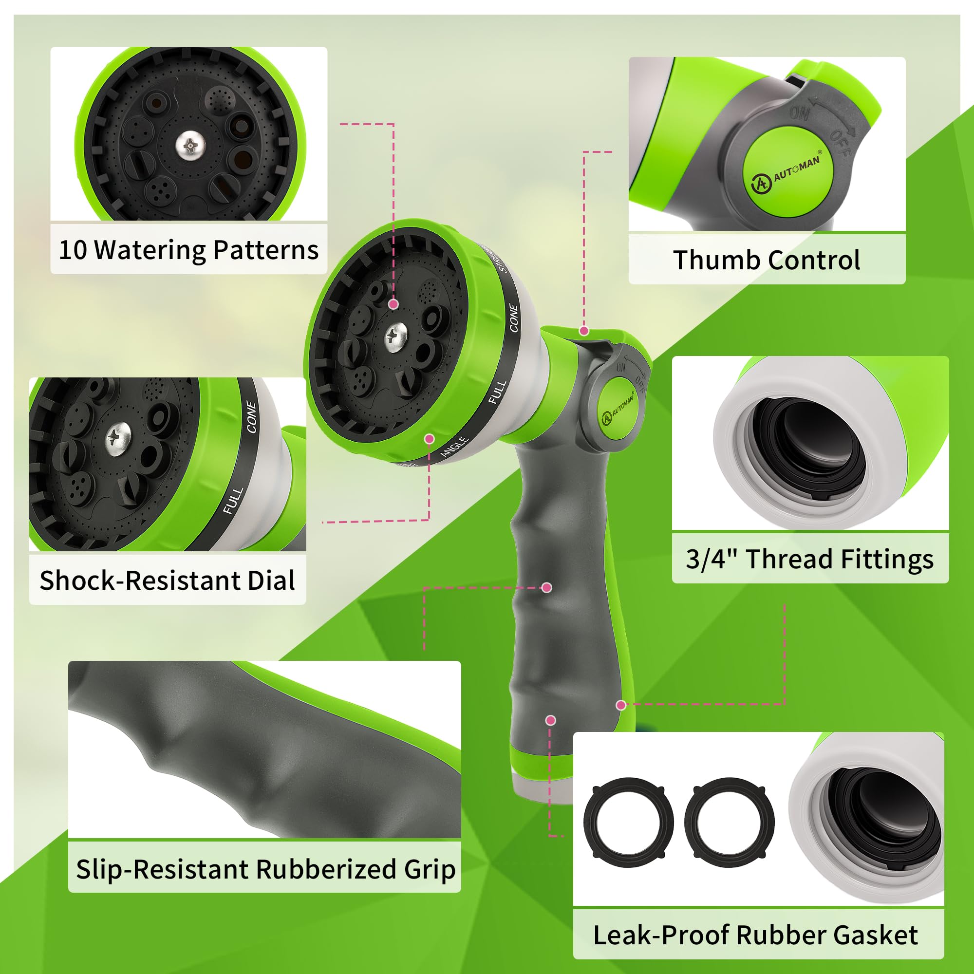 AUTOMAN sturdy ABS plastic body resists corrosion for durable use.