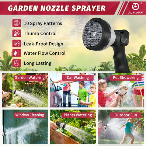 AUTOMAN thumb-control hose sprayer for precise flow and reduced water waste