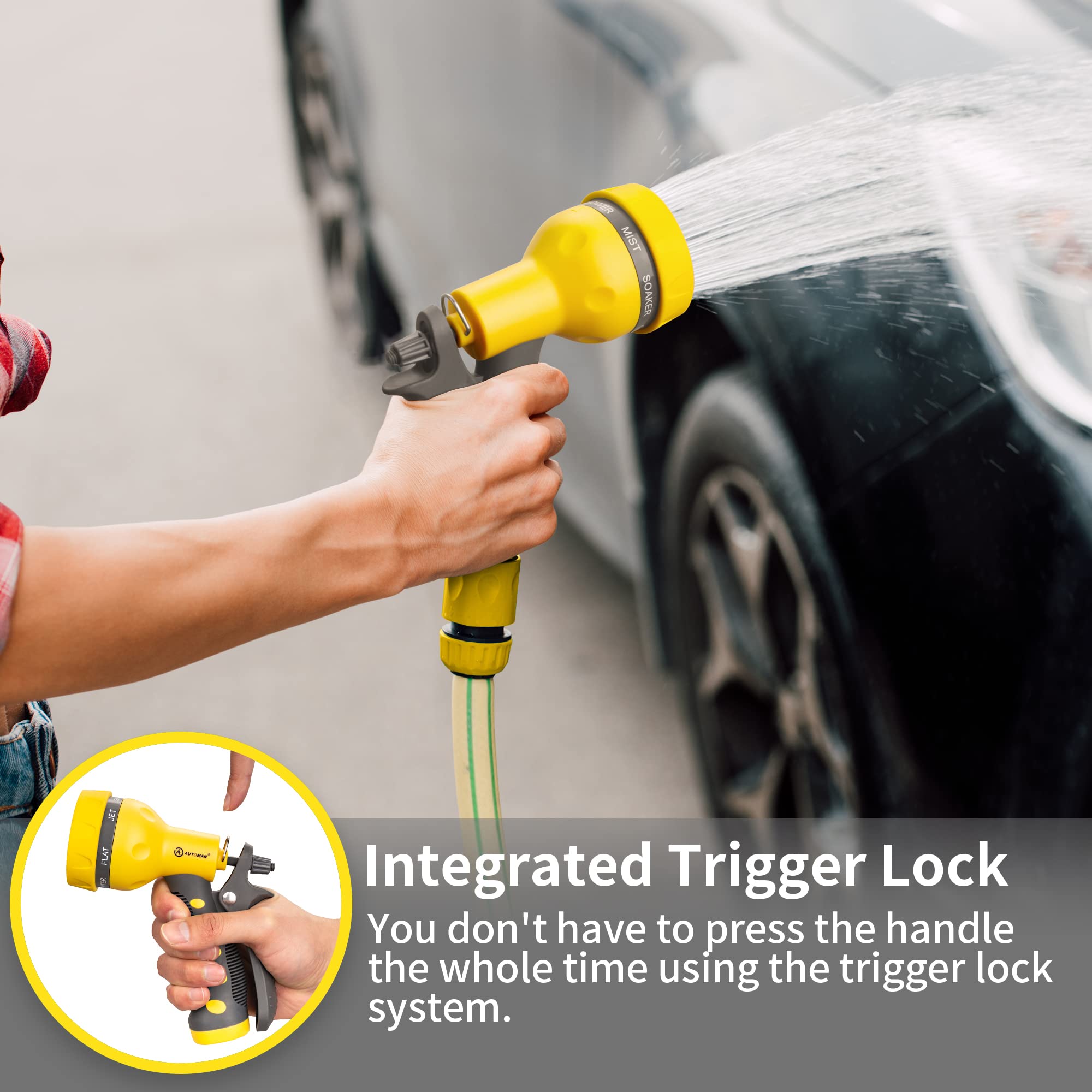 AUTOMAN ultra-lightweight nozzle ideal for quick, repeated watering tasks.