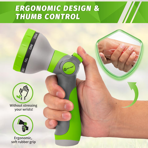 AUTOMAN versatile nozzle ready for watering plants, cleaning, and pet baths.