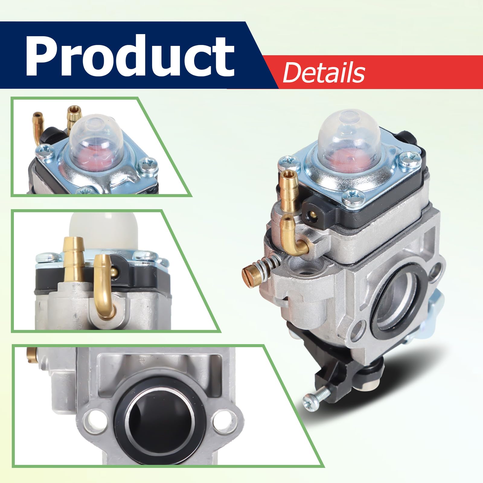 Autoparts carburetor kit for Powermate PCV43 packaging includes gasket and fuel line for quick replacement