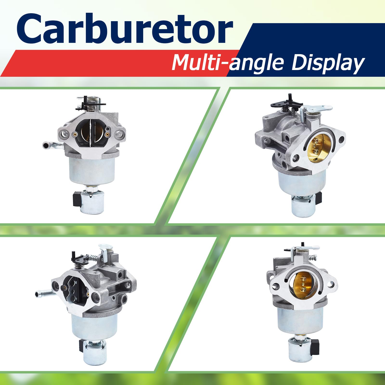 Autoparts carburetor on table view showing fuel line and gasket for quick fit.