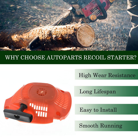 Autoparts recoil starter pull assembly instruction setup demonstrates straightforward installation steps.