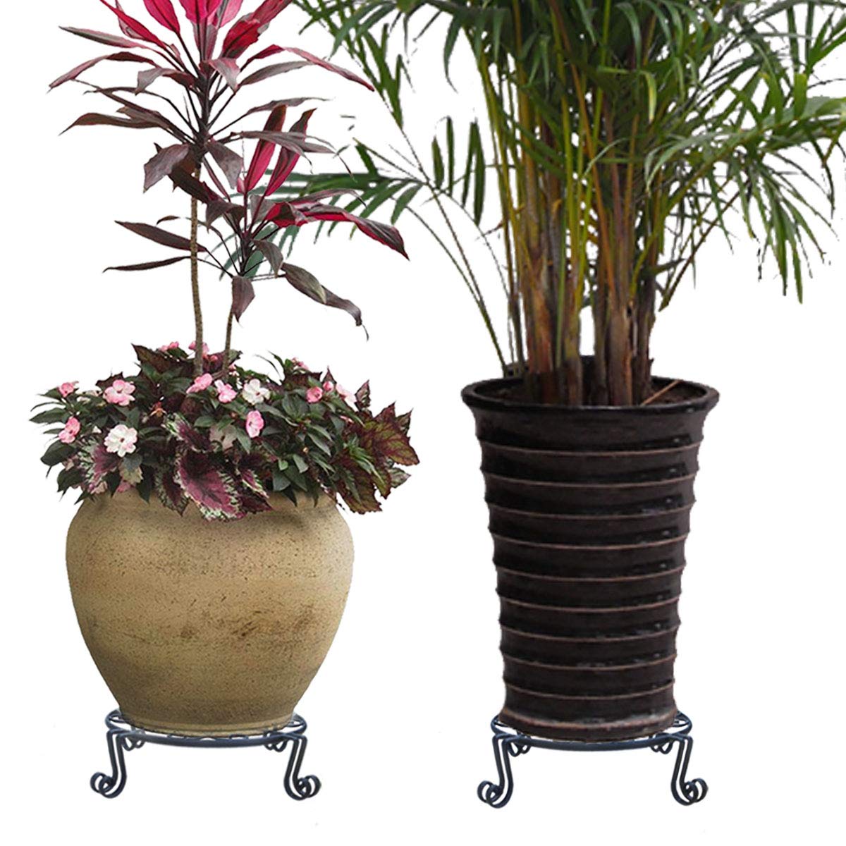 Autopromake indoor-outdoor stand for large pots, floors stay protected.