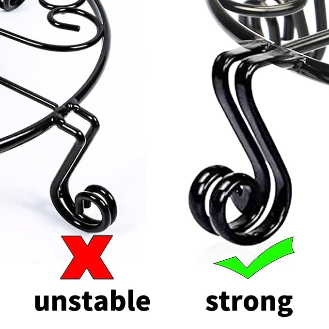 Autopromake iron plant holder with round base provides sturdy support.