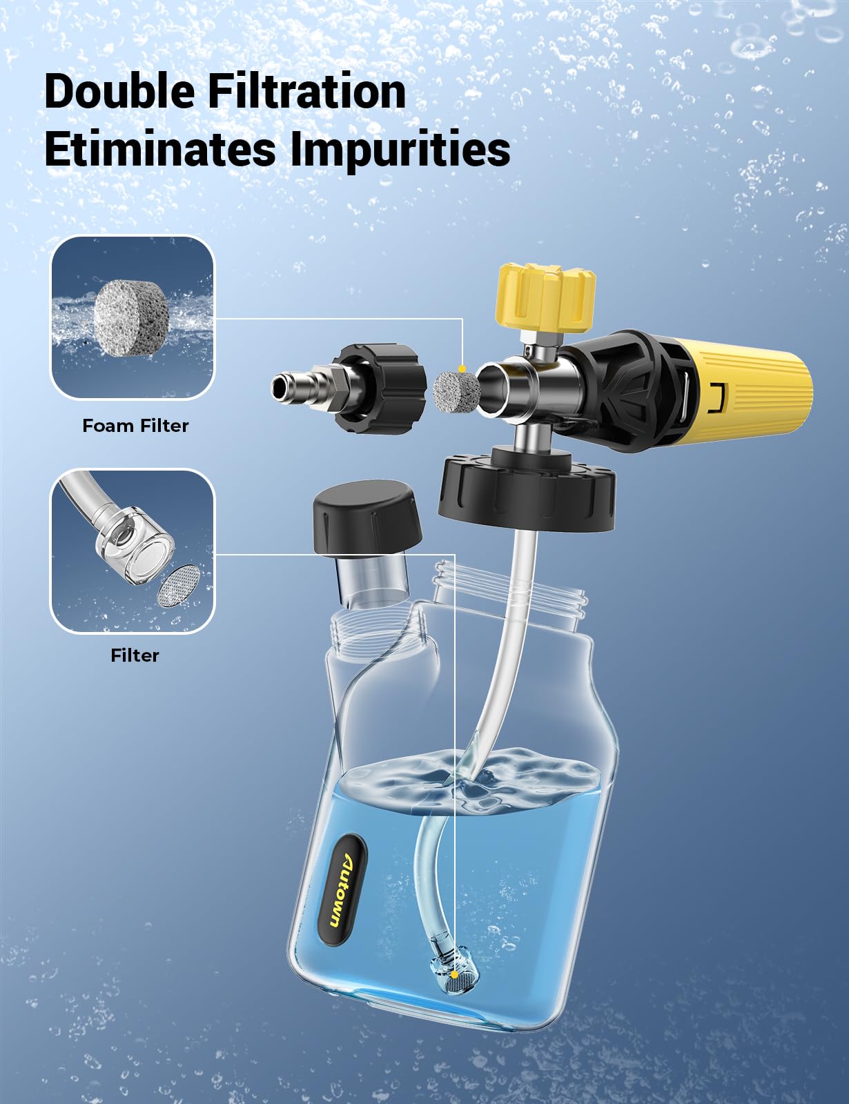 AUTOWN adjustable nozzle lets you tailor foam thickness