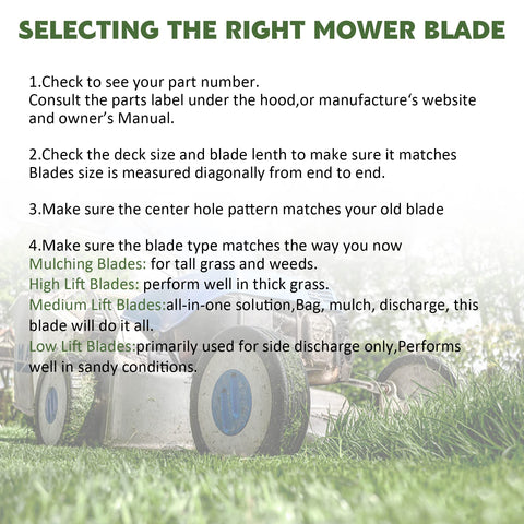 Autsurles blades install easily with curved side up for quick mowing