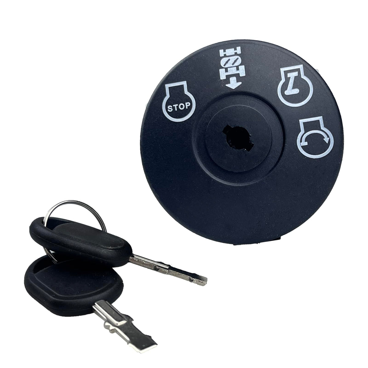 Auttbexly ignition switch closeup with two keys for quick start.