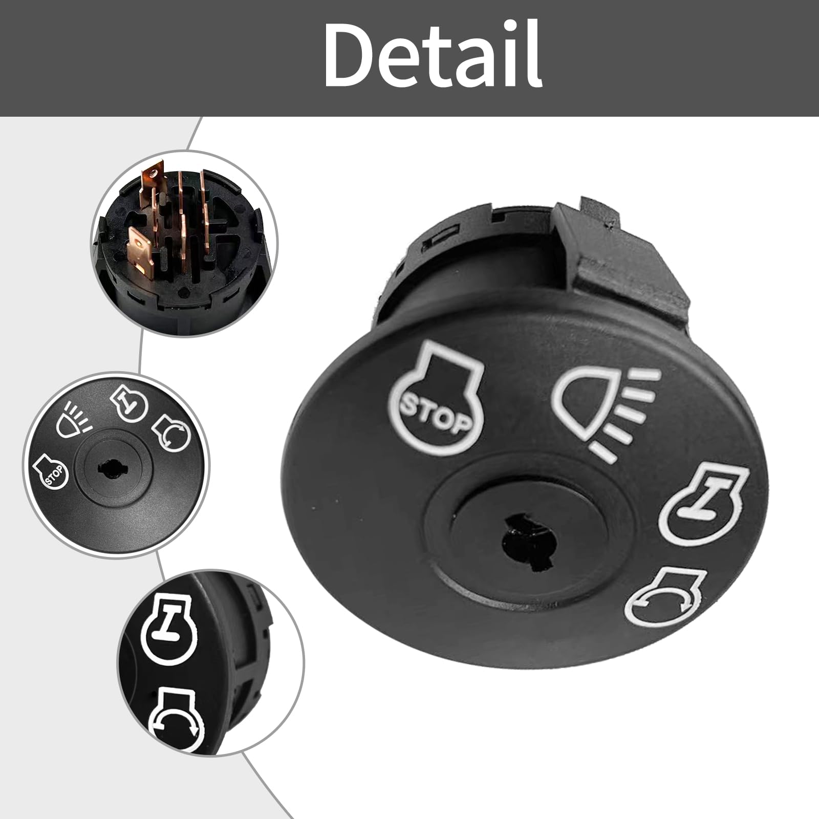 Auttbexly ignition switch side view shows robust metal construction.