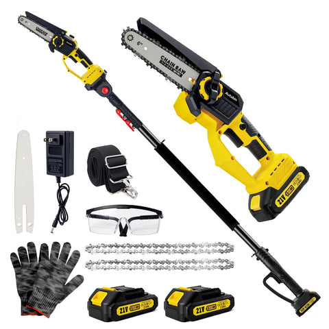 Autubin 2-in-1 pole saw in handheld mode with tool-free switch for easy use.