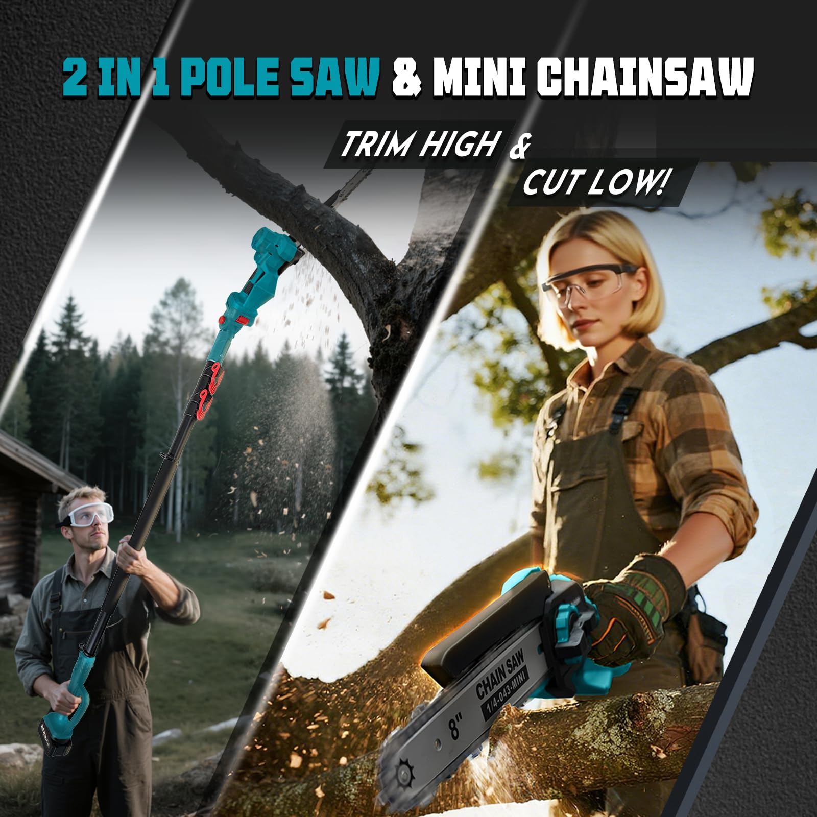 Autubin 8in mini chainsaw delivers efficient cutting for small branches.