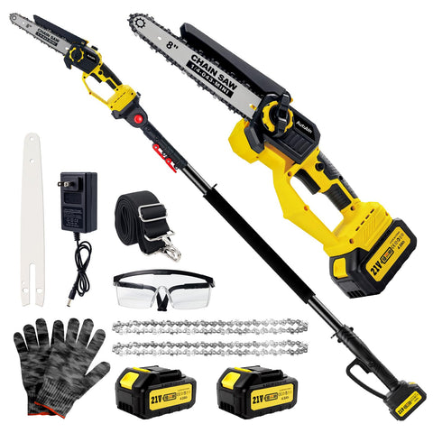 Autubin brushless 2-in-1 pole saw with extended pole for overhead pruning