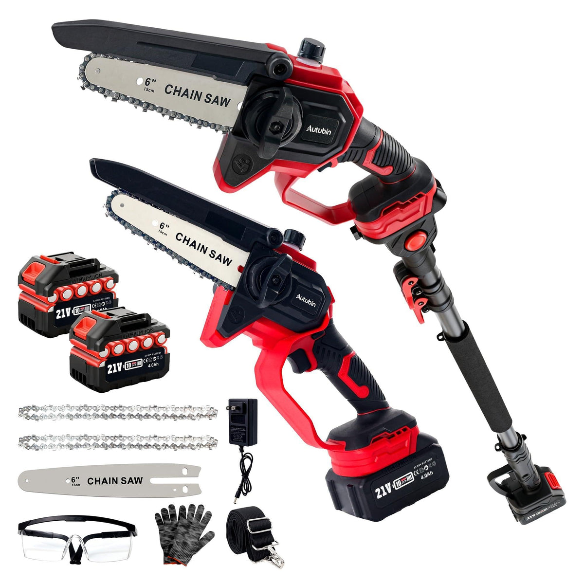 Autubin electric pole saw demonstrates 6-inch cutting capacity for precise pruning