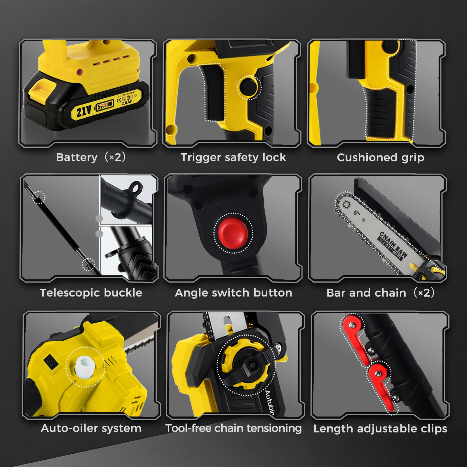Autubin lightweight pole saw with shoulder strap reduces fatigue during longer sessions.