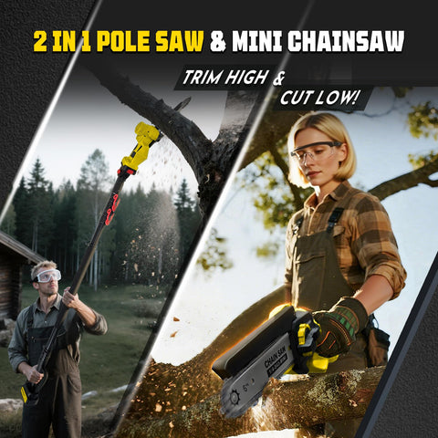 Autubin mini chainsaw on ground use for quick firewood and small cuts