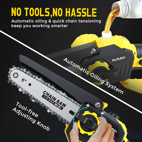 Autubin safety features with dual locks protect the user during pruning