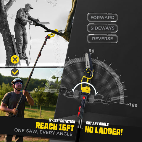 Autubin telescopic pole with adjustable angle enables precise pruning