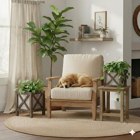 Autumn Alley tall planter fits larger plants on porches and entries