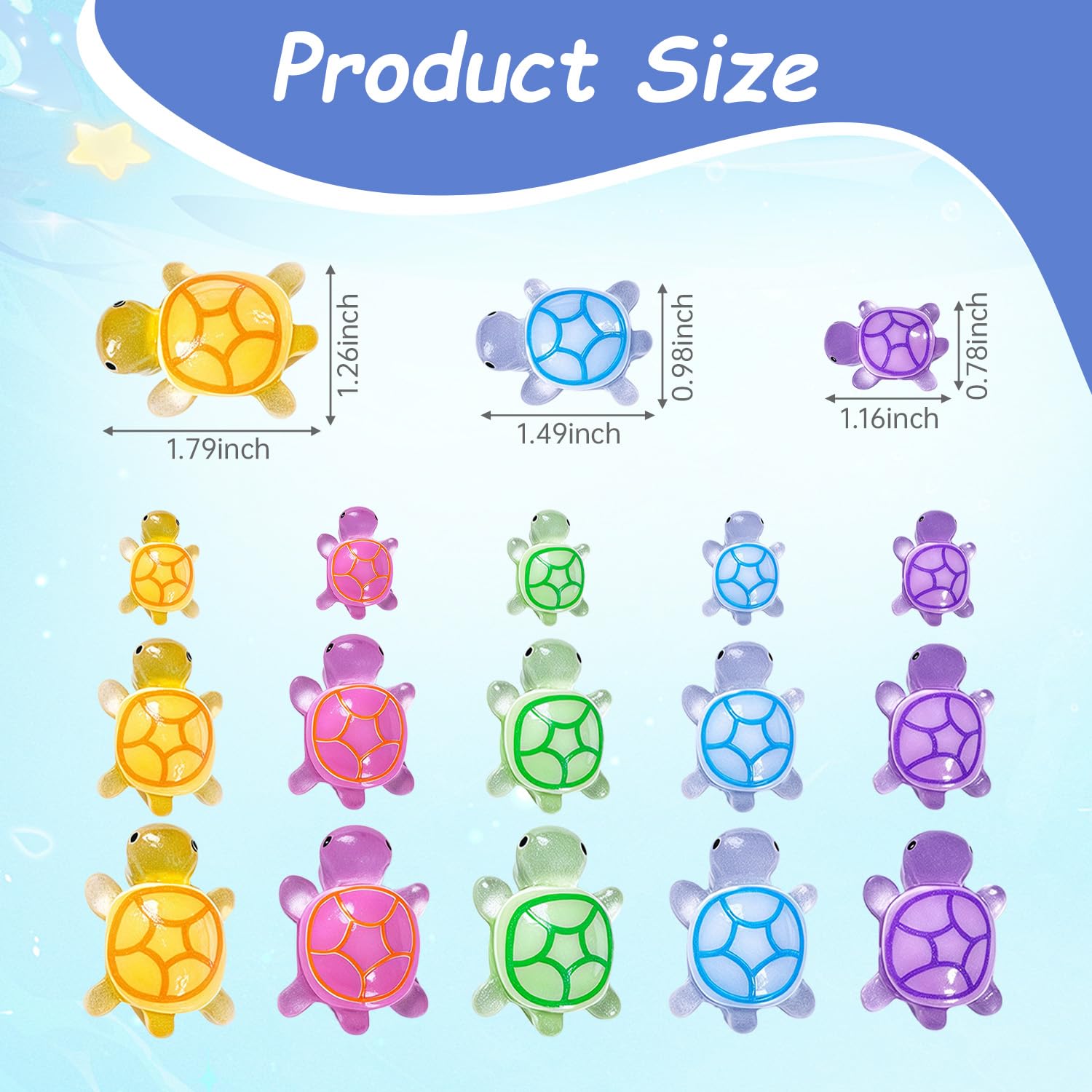 Auvitaya colorful mini turtles close-up for terrariums and gardens.