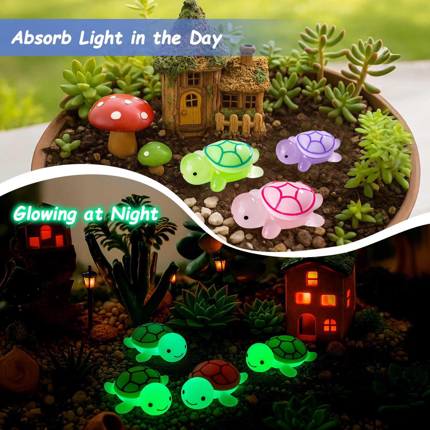 Auvitaya turtle figurines brighten dollhouses, pots, and small spaces.