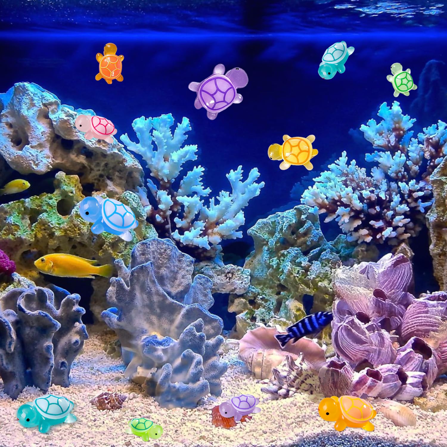 Auvitaya turtle terrarium decor enhances micro landscapes with color.