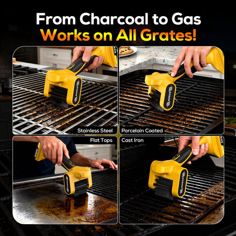 AUXCO compact cordless tool shown for portable backyard grilling maintenance.