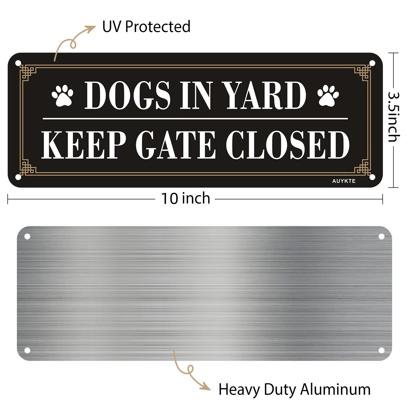 AUYKTE heavy aluminum dogs in yard sign with four pre-drilled holes for quick mounting