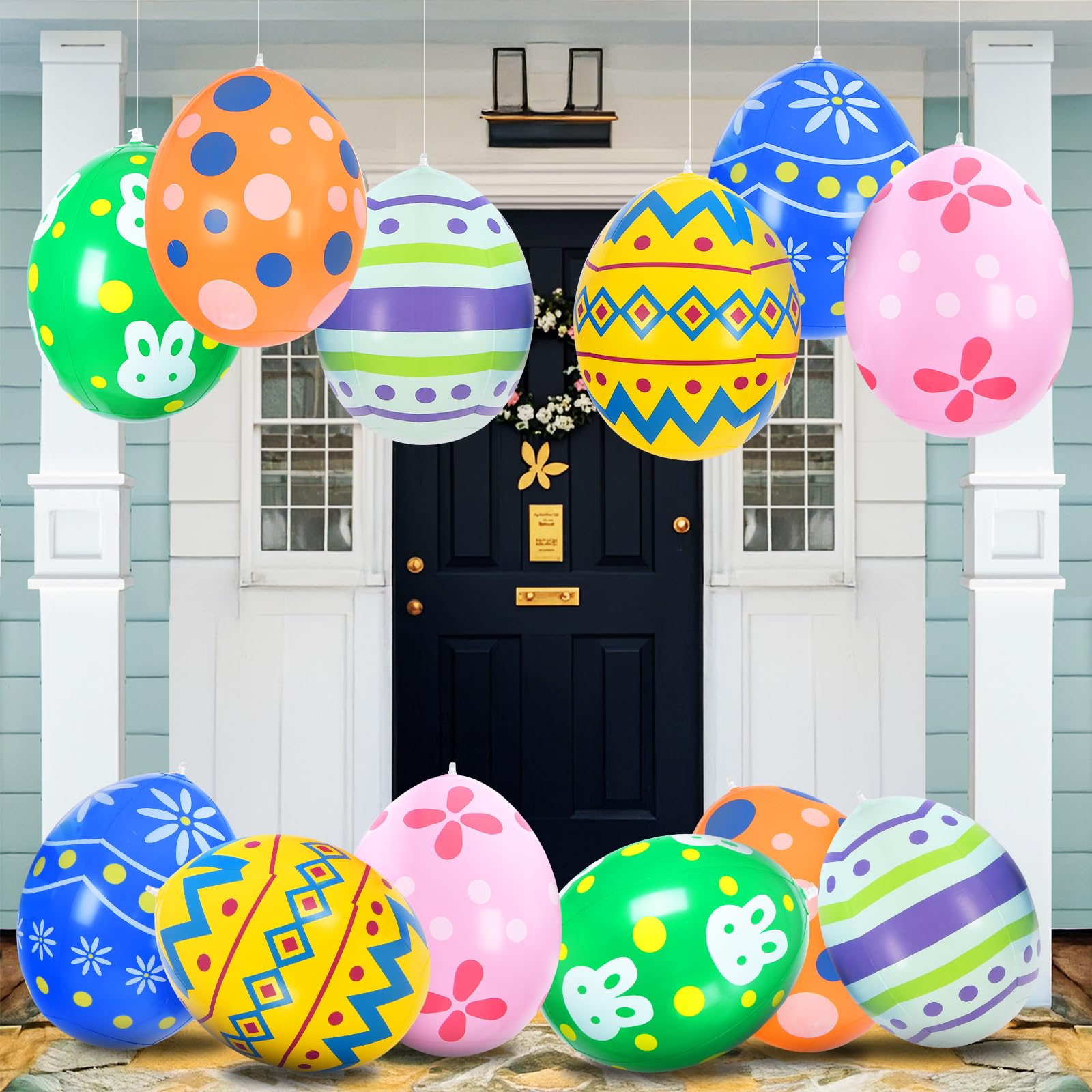 AUYOUNG inflatable Easter eggs outdoor decor in 12-pack for a vibrant yard display