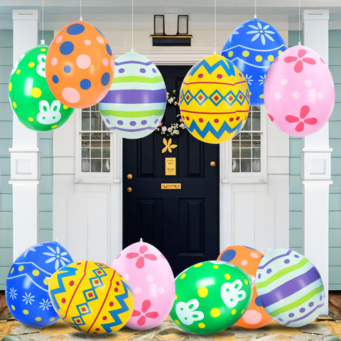 AUYOUNG inflatable Easter eggs outdoor decor in 12-pack for a vibrant yard display