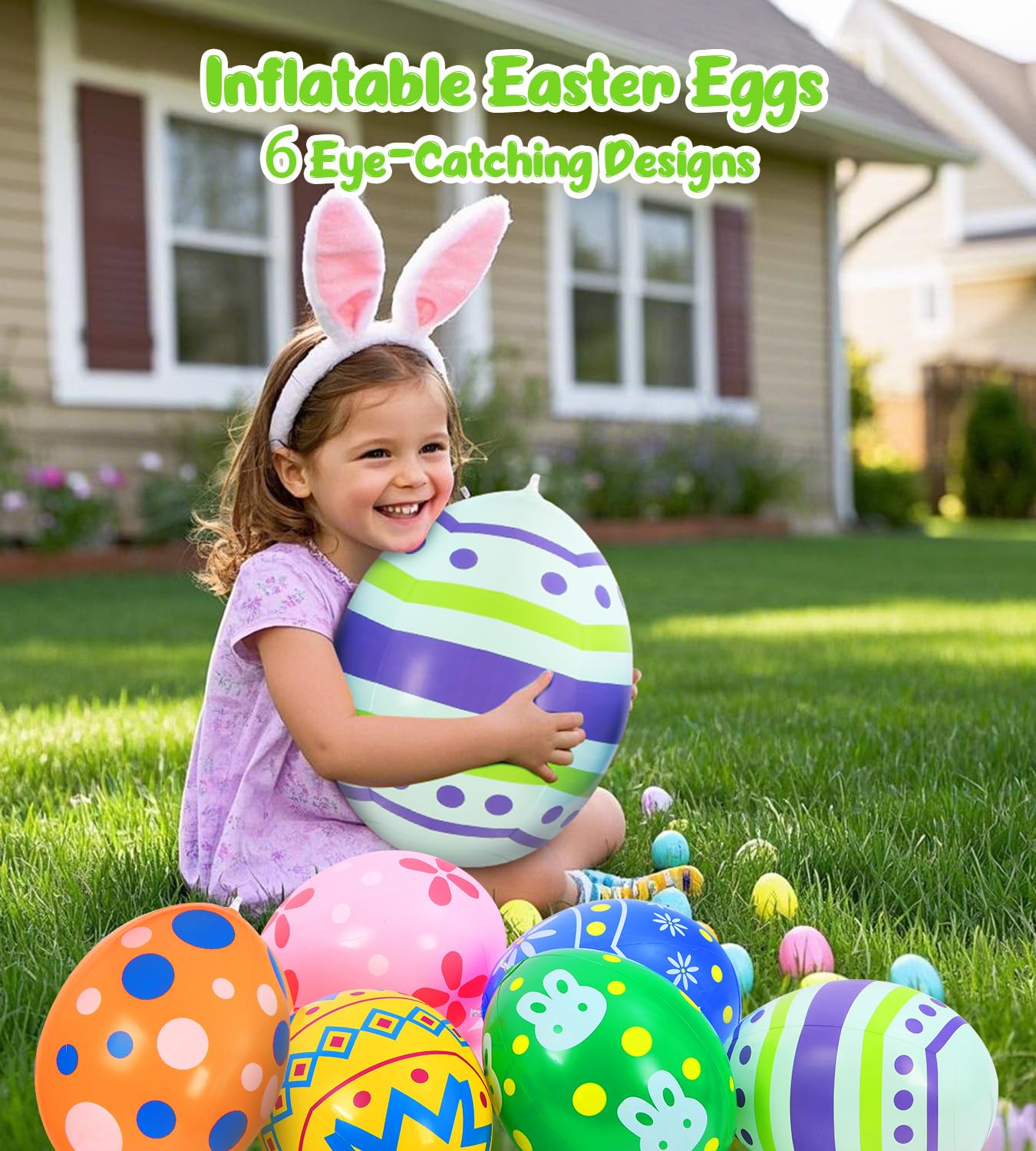 AUYOUNG Easter eggs hanging display ready for window or railing decorations