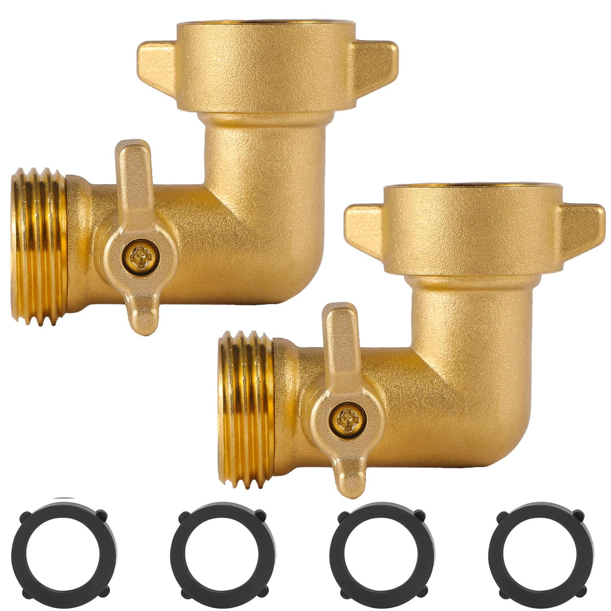AuySier brass 90-degree elbow closeup, durable and corrosion-resistant for hose connections.