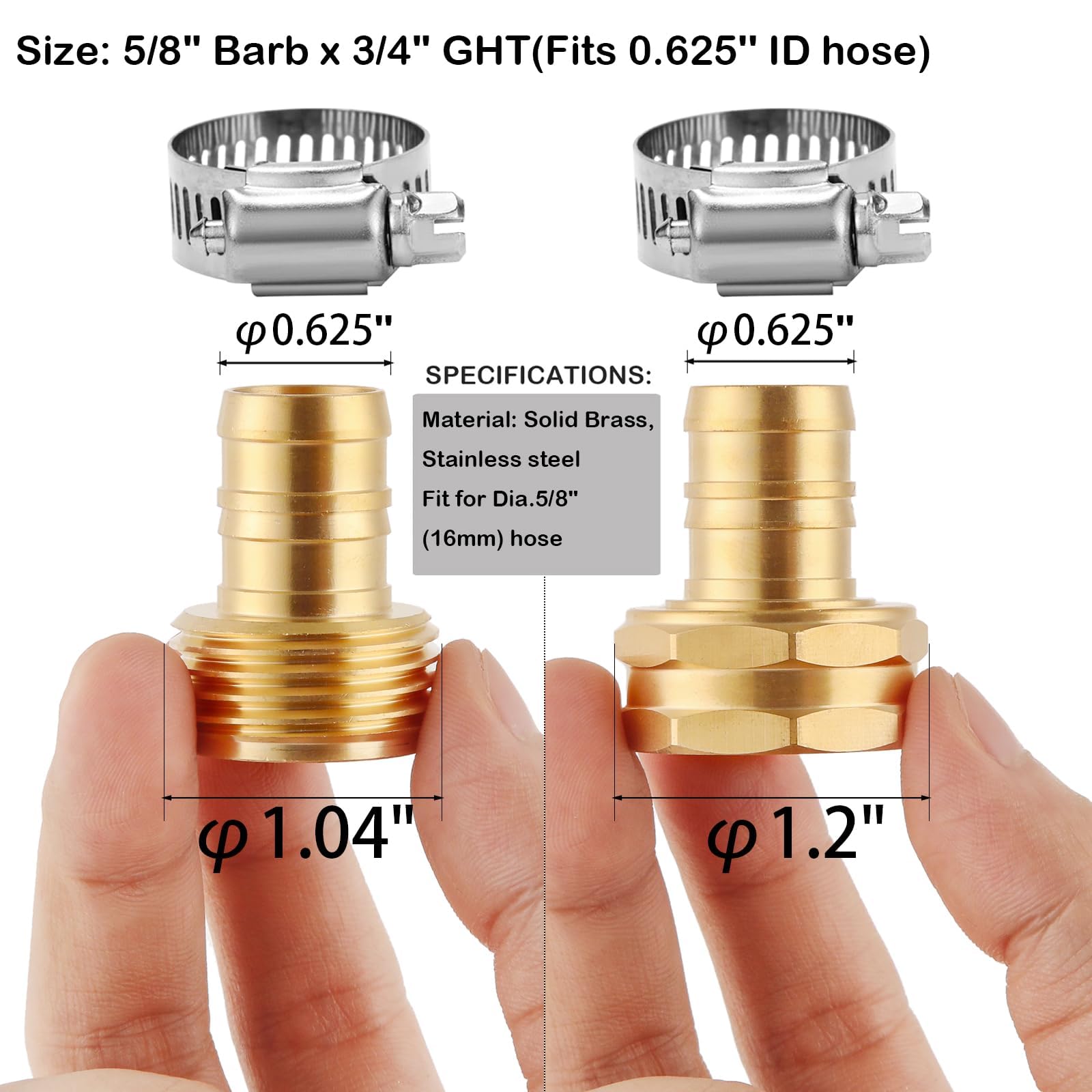 AuySier brass hose clamps ensuring secure seals.