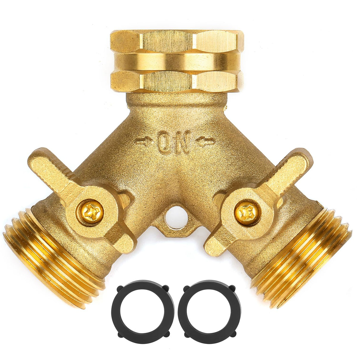 AuySier garden hose splitter 2-way heavy duty brass enables simultaneous watering without leaks