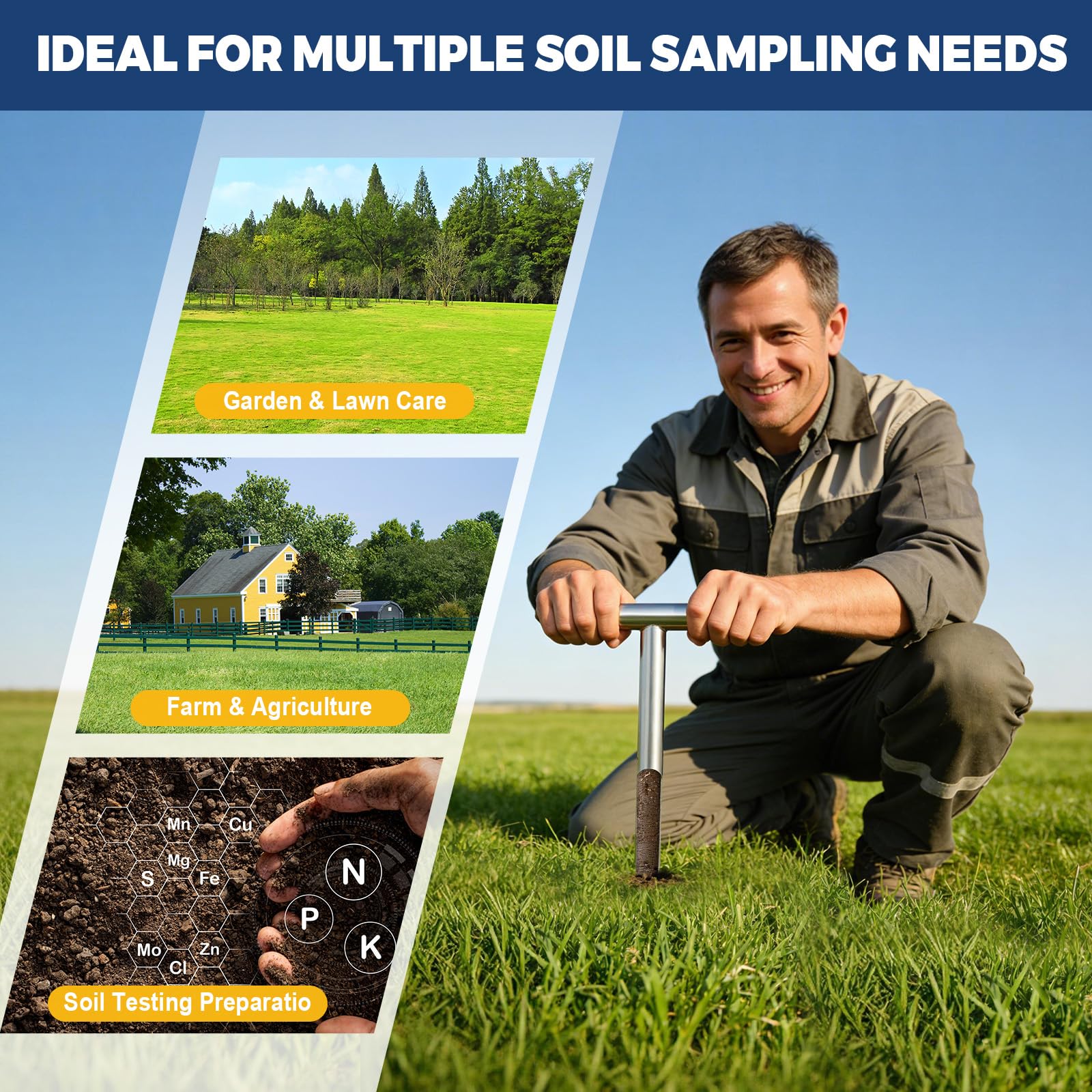 AUZEKER heavy-duty soil probe designed for repeated outdoor use