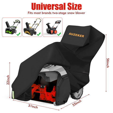 AUZEKER snowblower cover close-up reveals durable 900D fabric and waterproof coating
