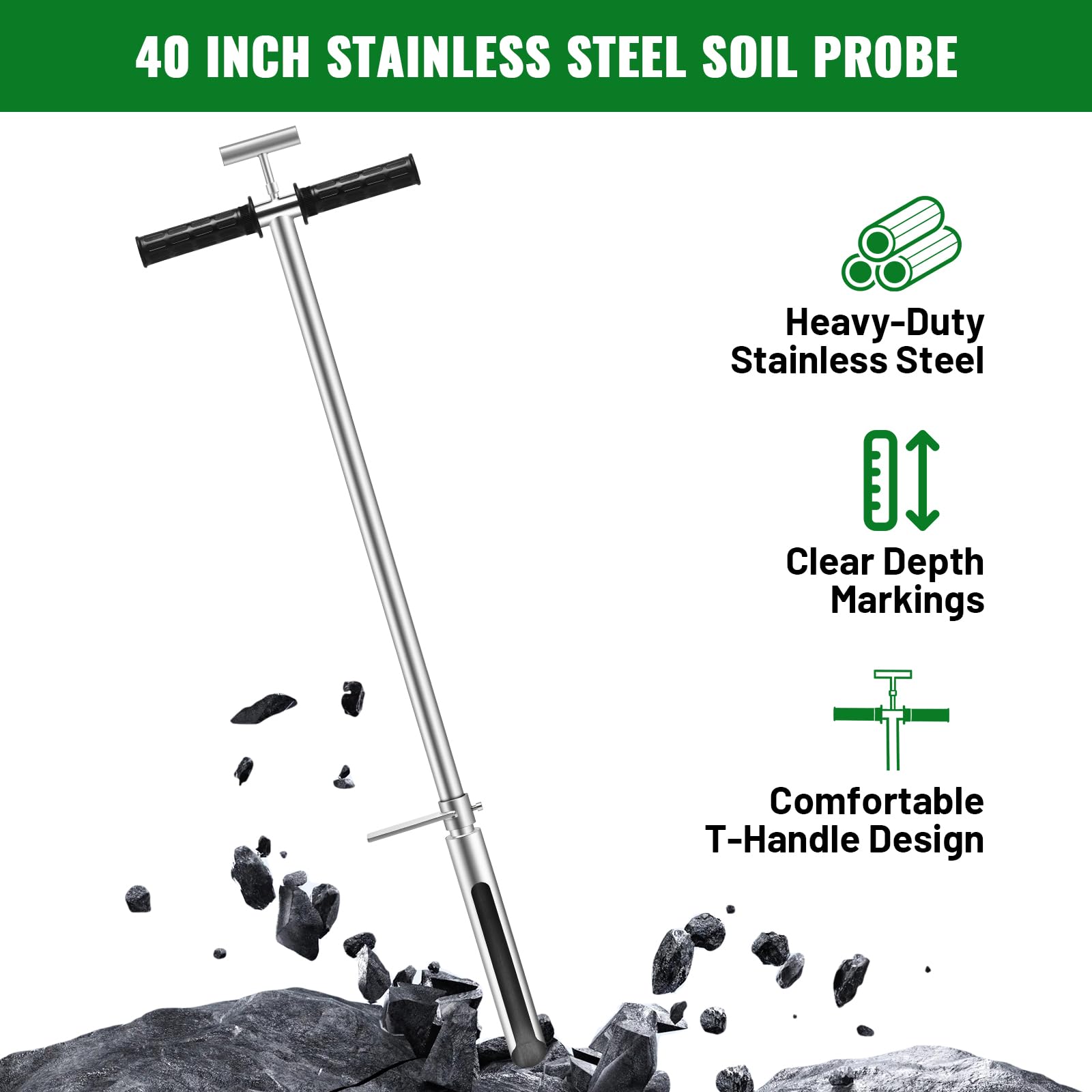 AUZEKER stainless-steel core sampling tool delivers durable performance for repeated use.
